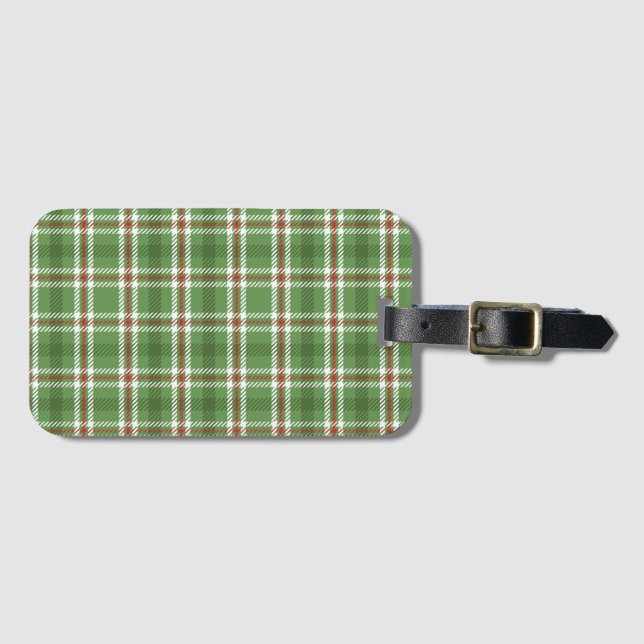 Étiquette À Bagage Simple Russe Green Farmhouse Pays Plaid (Devant Horizontal)