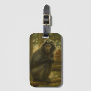 Étiquette À Bagage Singe contemplatif - Serene Wildlife Art