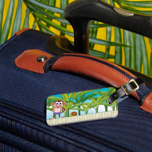 Étiquette À Bagage Singe et escargot sur la scène de la jungle tropic