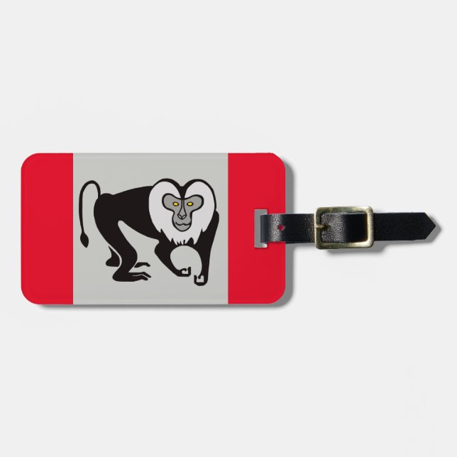 Étiquette À Bagage Singe - Lion-taille MACAQUE - Rouge de la faune (Devant horizontal)