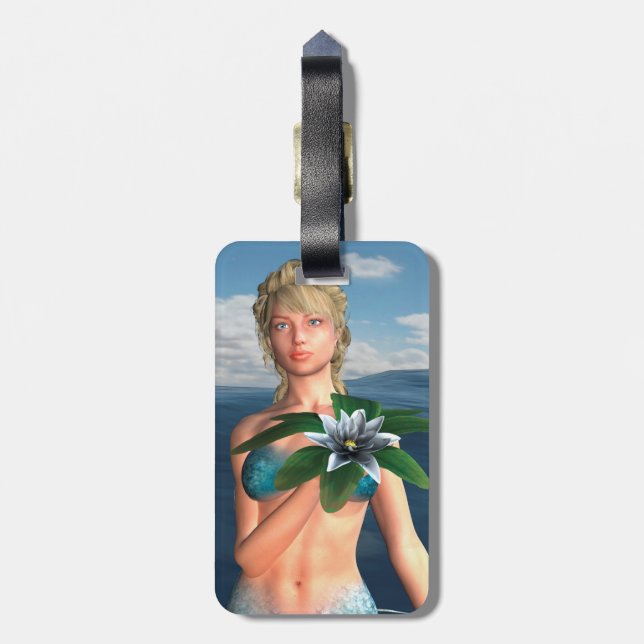 Étiquette À Bagage Sirène avec fleur de nénuphar (Dos Vertical)