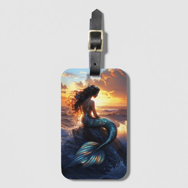 Étiquette À Bagage Sirène du coucher de soleil (Devant Vertical)