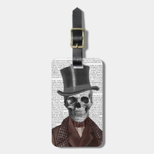 Étiquette À Bagage Skeleton Gentleman et chapeau supérieur
