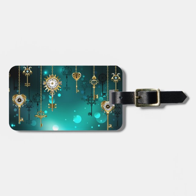 Étiquette À Bagage Skeleton Keys on Green Background (Devant horizontal)