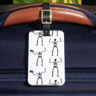 Étiquette À Bagage Skeletons D'Halloween, Baguette Ou Traite, Boo