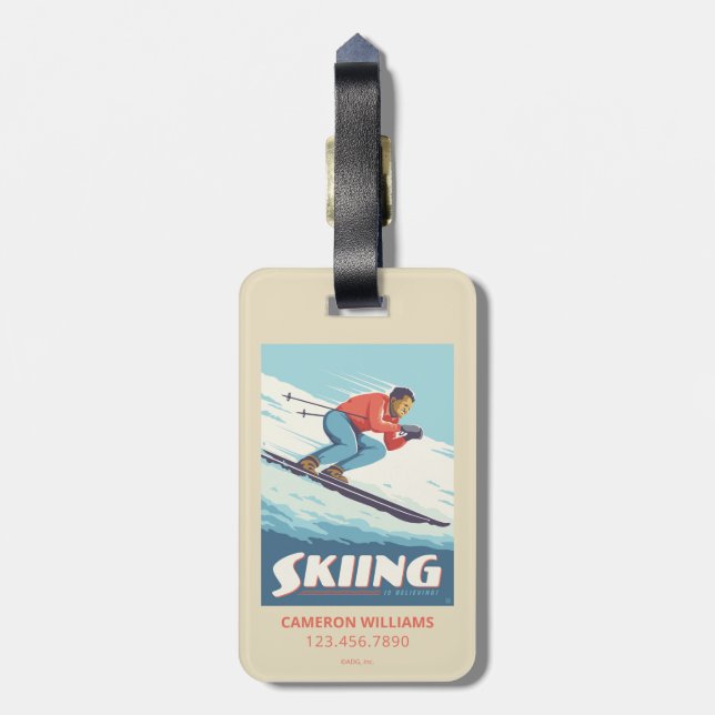 Étiquette À Bagage Ski est croire Retro Print (Dos Vertical)