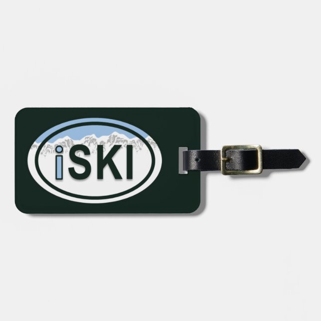 Étiquette À Bagage Ski "iSKI" Oval Mountain Bagages (Devant horizontal)