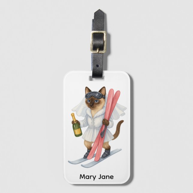 Étiquette À Bagage Ski pour les amateurs de chat siamois de fête de B (Devant Vertical)