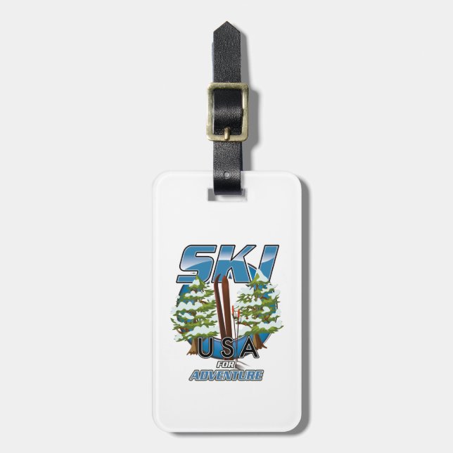 Étiquette À Bagage Ski USA Pour le logo aventure. (Devant Vertical)
