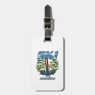 Étiquette À Bagage Ski USA Pour logo aventure.
