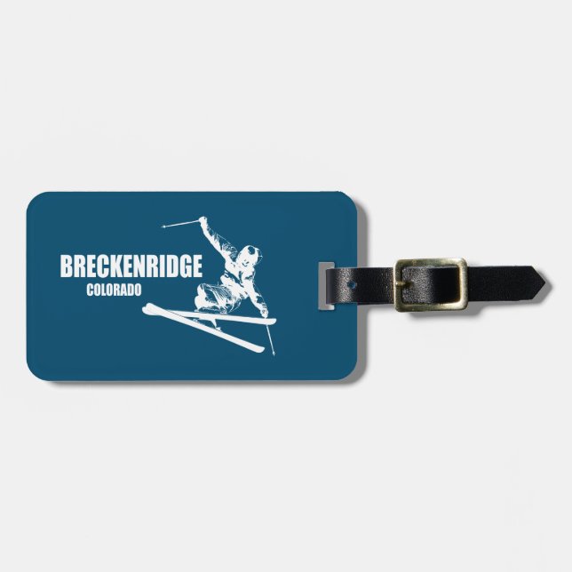 Étiquette À Bagage Skier Breckenridge Colorado (Devant horizontal)