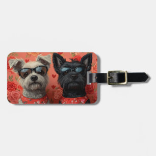 Étiquette À Bagage Skye Terrier avec Roses de cœur pour la Saint-Vale