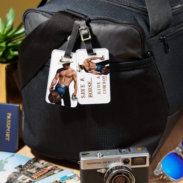 Étiquette À Bagage SlipperyJoe's save horse ride paille cowboy casque (Recto & Verso)