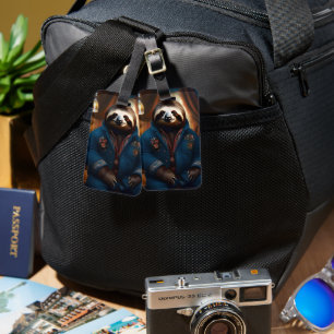 Étiquette À Bagage Sloth Dans Sa Veste À Boire,