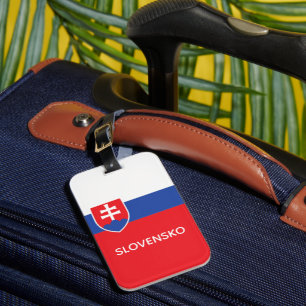 Étiquette À Bagage Slovaquie Drapeau Slovaque Emblème Europe