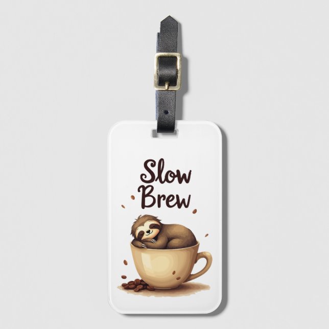Étiquette À Bagage Slow Brew Coffee Sloth (Devant Vertical)