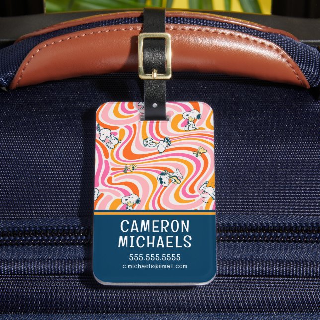 Étiquette À Bagage Snoopy & Woodstock Super Vibes Motif orange (Insitu Rectoal 2)