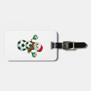 Étiquette À Bagage Snowman Soccer Noël Amateurs de sport