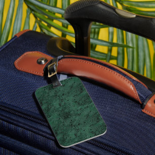 Étiquette À Bagage Soie Moire Petit Motif en Vert Forêt