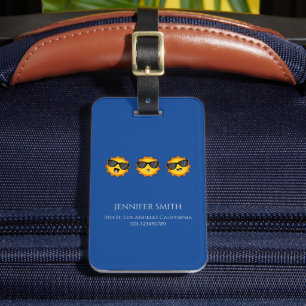 Étiquette À Bagage Soleil avec lunettes de soleil Happy Emoji Visages