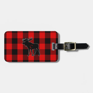 Étiquette À Bagage Son plaid rouge personnalisé de Buffalo d'orignaux