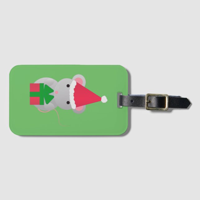 Étiquette À Bagage Souris de Noël mignonne (Devant Horizontal)