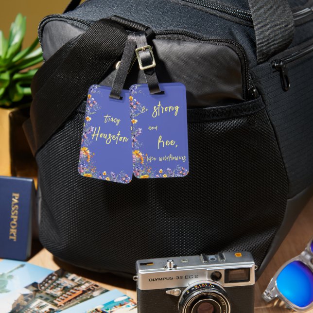 Étiquette À Bagage Soyez Forte & Libre, Comme les Fleurs Sauvages | F (Recto & Verso)