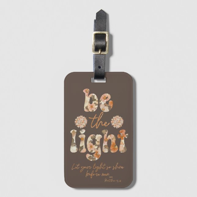 Étiquette À Bagage Soyez la Lumière avec la Bible Verse (Devant Vertical)