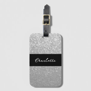 Étiquette À Bagage Sparkle de luxe Silver Nom de la Parties scintilla