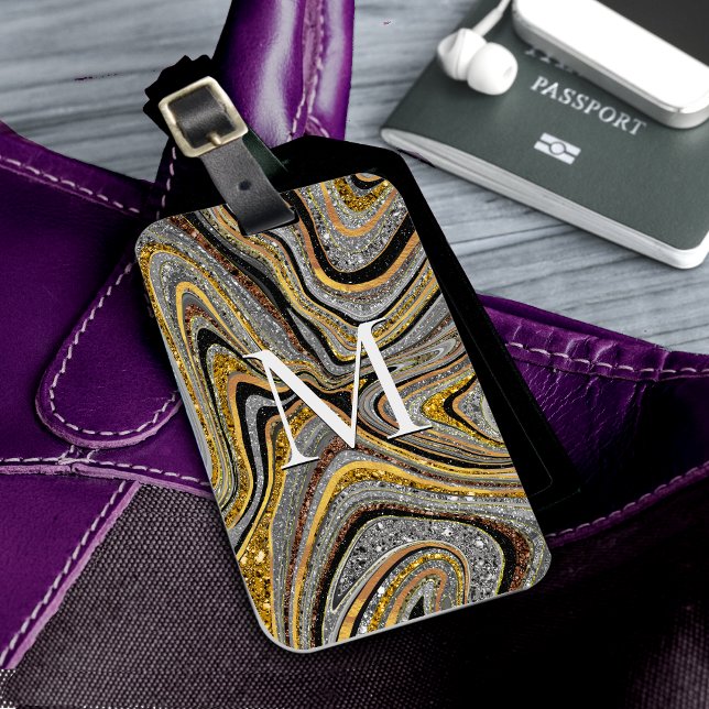 Étiquette À Bagage Sparkle Glam Parties scintillant girly marbre art  (Créateur téléchargé)