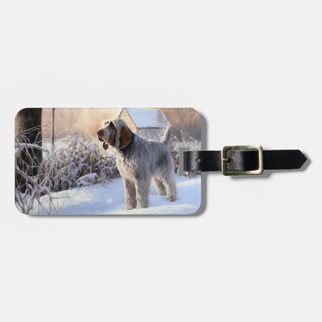 Étiquette À Bagage Spinone Italiano Que la neige de Noël (Devant horizontal)