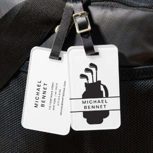 Étiquette À Bagage Sport de golf noir et blanc moderne