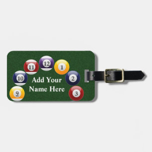 Étiquette À Bagage Sports colorés brillants de billard de piscine de
