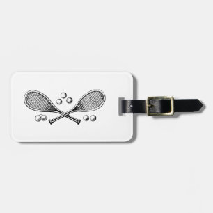 Étiquette À Bagage Sports Vintage Croisé Tennis Racquet Tennis Balls