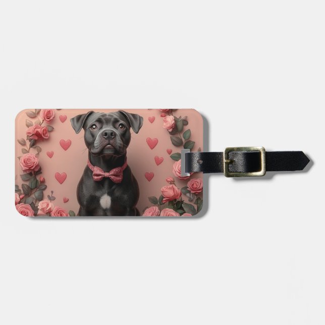 Étiquette À Bagage Staffordshire américain avec Roses - Saint-Valenti (Devant horizontal)