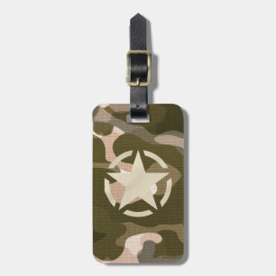 Étiquette À Bagage Star Tag on Burlap Camouflage Style