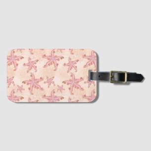 Étiquette À Bagage Starfish and Coral Pink Pastel Pattern