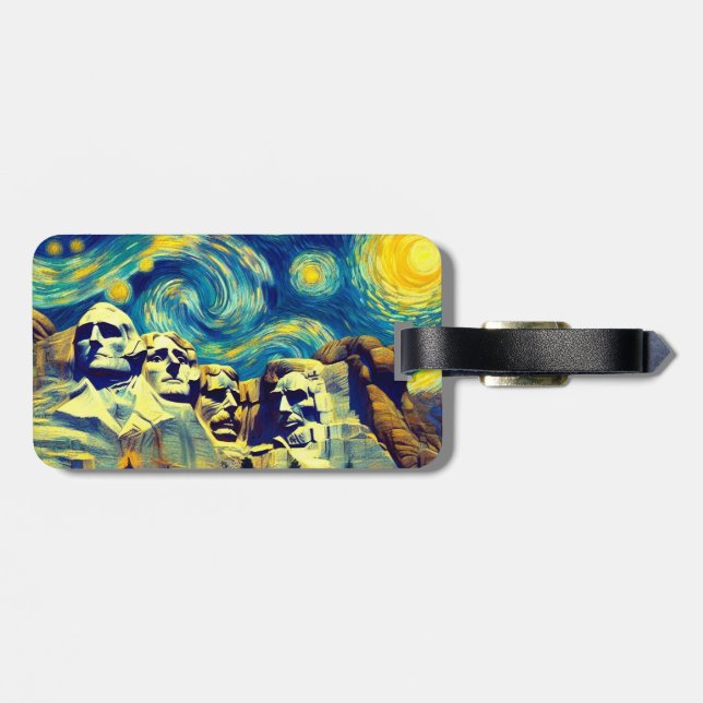 Étiquette À Bagage Starry Night Mt. Rushmore Dakota du Sud (Dos horizontal)