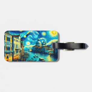 Étiquette À Bagage Starry Night Venice Italie