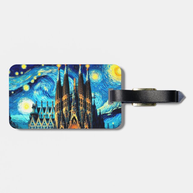 Étiquette À Bagage Starry Sagrada Familia Barcelona (Dos horizontal)