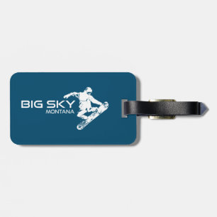 Étiquette À Bagage Station de ski Big Sky Montana Snowboarder