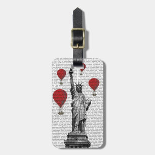 Étiquette À Bagage Statue de la Liberté et Ballons rouges à air chaud