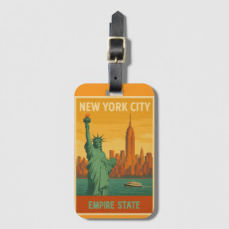 Étiquette À Bagage Statue de la Liberté et Empire State Retro de NYC