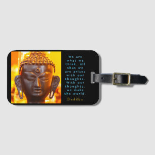 Étiquette À Bagage Statue de tête de Bouddha et citation