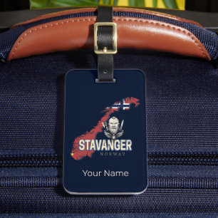 Étiquette À Bagage Stavanger Norvège Retro City Carte Vacances Vintag