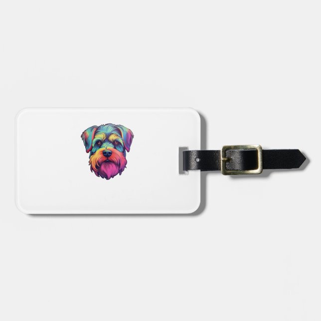 Étiquette À Bagage Sticker Retro Schnauzer Neon (Devant horizontal)