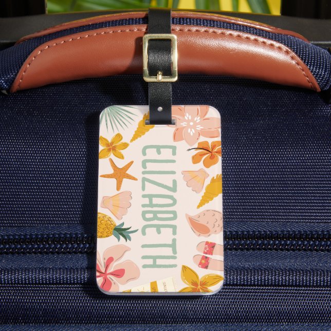 Étiquette À Bagage Sticker tendance de plage pour filles personnalisé (Insitu Rectoal 2)