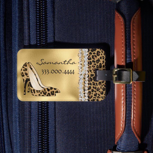 Étiquette À Bagage Stilettos noirs à la mode avec bijoux (Insitu Rectoal 4)
