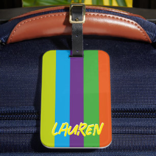 Étiquette À Bagage Stripes colorées d'été personnalisées