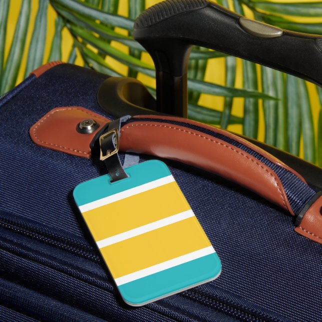 Étiquette À Bagage Stripes simples - Turquoise et jaune (Insitu Rectoal 1)